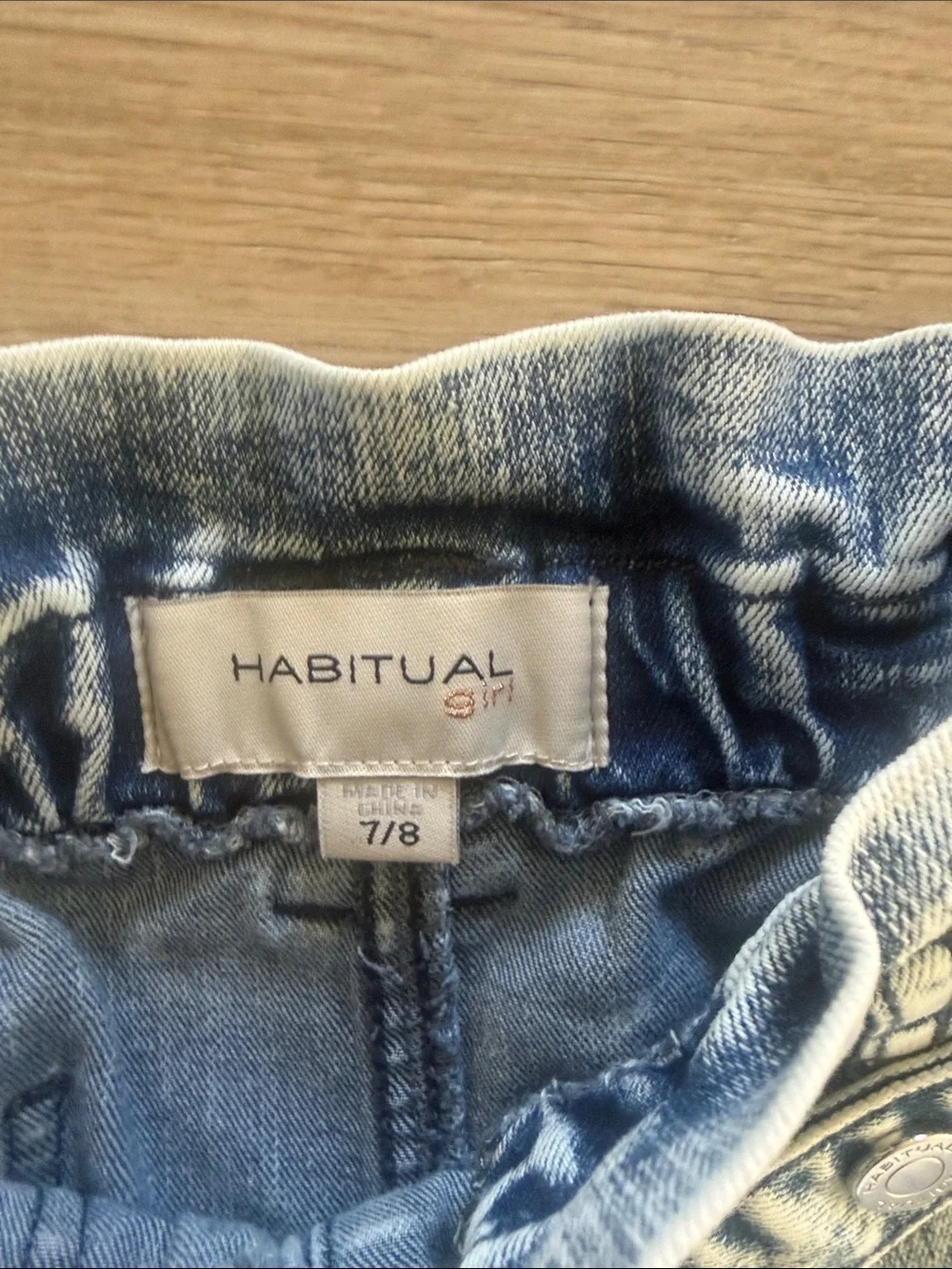 Habitual Girls Blue Acid Wash Paperbag Waist Shorts with Belt